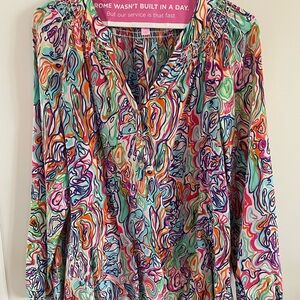 Colorful Abstract Blouse - 100% silk